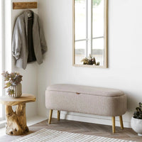 House of Nordic Harlow Opbergbankje Bouclé Beige - Mooier Thuis