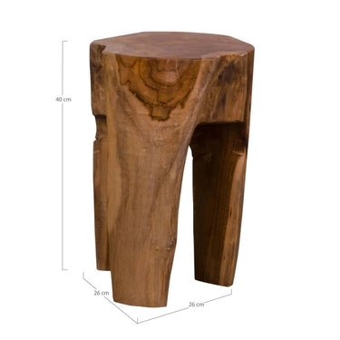 Driepootkruk van massief teak