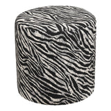 Kimberley Poef Jacquard Zebraprint Ø40 cm - zwart en wit bruin - Mooier Thuis