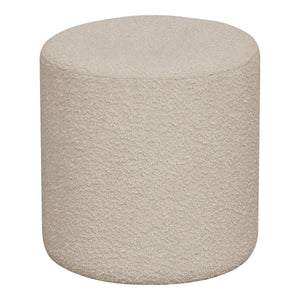 Ronde Hocker met zachte bouclé-stof beige