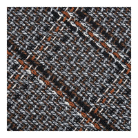 Falkirk Poef Tweed Zwart-Wit met Houten Poten Ø50 cm