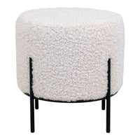 House of Nordic Alford Hocker teddy-stof zacht wit