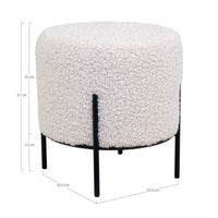 House of Nordic Alford Hocker teddy-stof zacht wit - Mooier Thuis