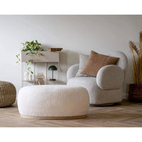 House of Nordic Stijlvolle Hocker met witte zachte teddy-bekleding