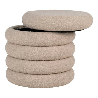 Brooklyn Hocker in beige bouclé met opbergruimte