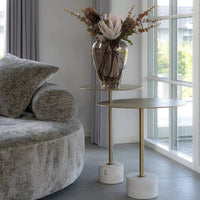 House of Nordic Lecco Bijzettafel messing met marmeren blad Ø51