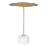 Lecco Bijzettafel met marmer blad - messing Ø41 cm - goud - Mooier Thuis