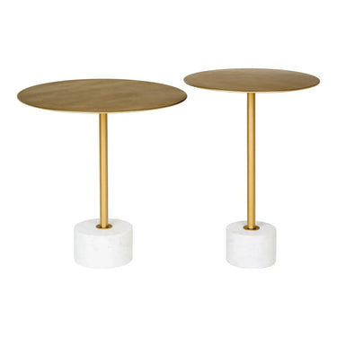 Lecco Bijzettafel met marmer blad - messing Ø41 cm
