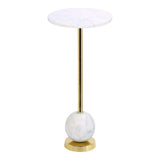 Salo Bijzettafel messing met marmer blad Ø25 cm - goud en wit - Mooier Thuis