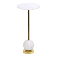 Salo Bijzettafel messing met marmer blad Ø25 cm - Mooier Thuis