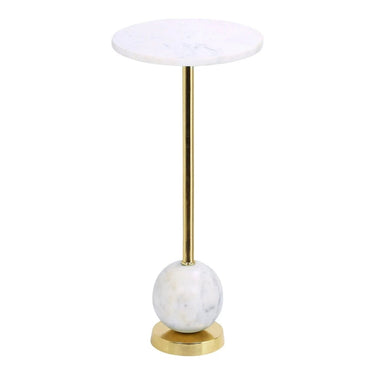 Salo Bijzettafel messing met marmer blad Ø25 cm