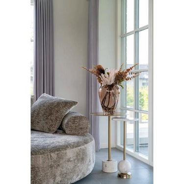 Salo Bijzettafel messing met marmer blad Ø25 cm