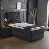 Opbergboxspring Chestybedd Antraciet – 90x200 cm - velvet en metaal - Mooier Thuis
