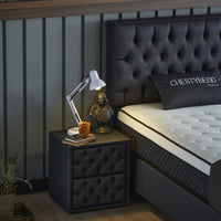 Opbergboxspring Chestybedd Antraciet – 90x200 cm
