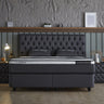 Opbergboxspring Chestybedd Antraciet – 140x200 cm - velvet en metaal - Mooier Thuis