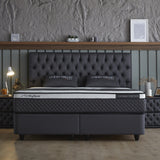 Opbergboxspring Chestybedd Antraciet – 160x200 cm - velvet en metaal - Mooier Thuis