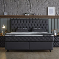 Opbergboxspring Chestybedd Antraciet – 160x200 cm