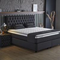 Opbergboxspring Chestybedd Antraciet – 160x200 cm