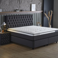 Opbergboxspring Chestybedd Antraciet – 180x200 cm