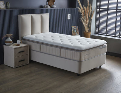 Opbergboxspring Birdybedd Beige – 90x200 cm