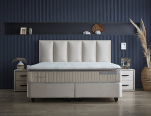 Opbergboxspring Birdybedd Beige – 160x200 cm