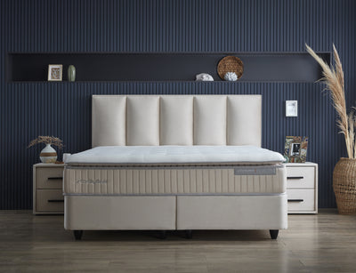 Opbergboxspring Birdybedd Beige – 180x200 cm