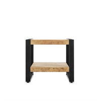 Salontafel Bas mangohout zwart staal 50x50 cm - Mooier Thuis