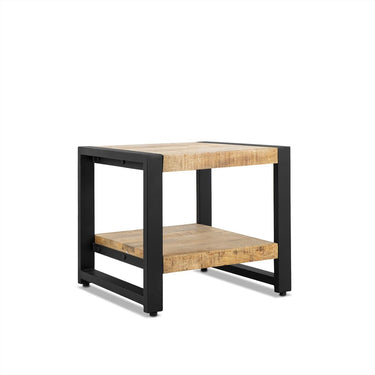 Salontafel Bas mangohout zwart staal 50x50 cm