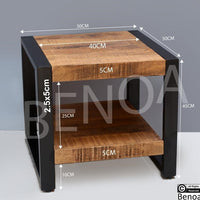 Benoa Salontafel Bas mangohout zwart staal 50x50 cm - Mooier Thuis
