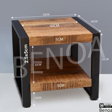 Salontafel Bas mangohout zwart staal 50x50 cm