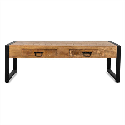 Salontafel Britt mangohout naturel 120 cm met laden