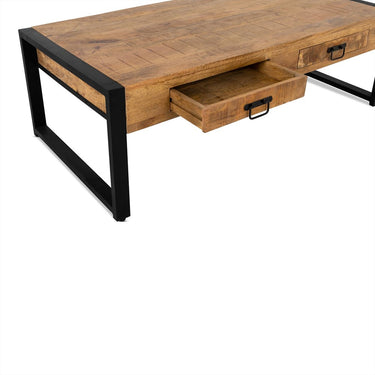 Salontafel Britt mangohout naturel 120 cm met laden