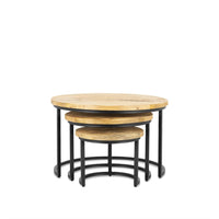 Benoa Salontafel Rylee mangohout zwart, set van 3