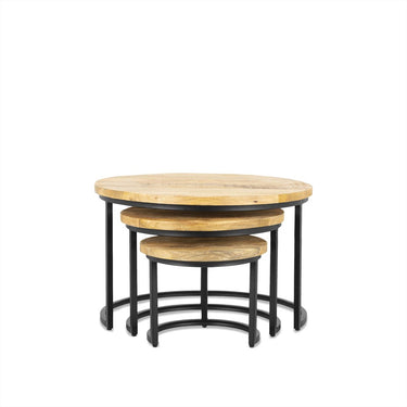 Salontafel Rylee mangohout zwart, set van 3