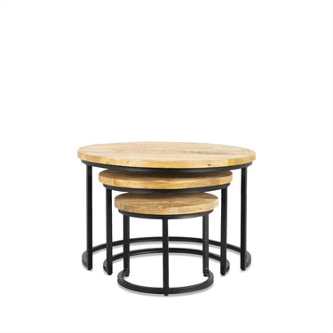 Salontafel Rylee mangohout zwart, set van 3