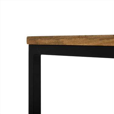 Banktafel Rya mangohout zwart staal set van 2