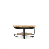 Salontafel Paras rond Ø65 cm mangohout met zwart onderstel - naturel en bruin - Mooier Thuis