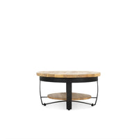 Salontafel Paras mangohout Ø65 cm zwart onderstel - Mooier Thuis
