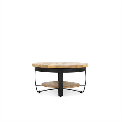 Salontafel Paras rond Ø65 cm mangohout met zwart onderstel