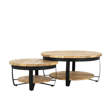 Salontafel Paras mangohout Ø65 cm zwart onderstel