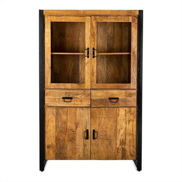 Vitrinekast Britt mangohout naturel 115 cm