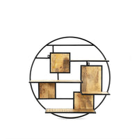 Rond metalen wandrek Len 80 cm zwart met mangohout - Mooier Thuis
