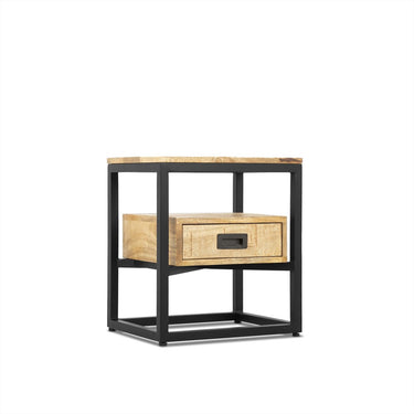 Nachtkastje Len mangohout zwart 45 cm