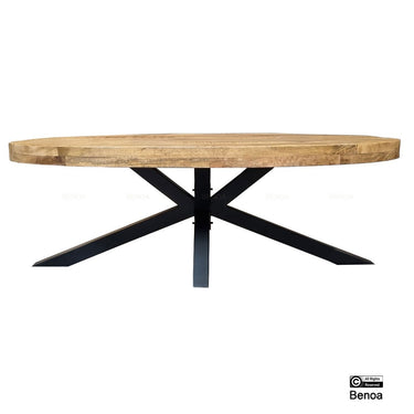Salontafel Mango 130 cm elliptisch mangohout zwart onderstel