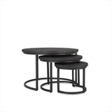 Salontafel set van 3 Rylee rond zwart mangohout salontafel 3-delig - 75 cm breed - Mooier Thuis