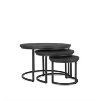 Salontafel Rylee zwart mangohout - set van 3 - Mooier Thuis