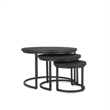 Salontafel Rylee zwart mangohout - set van 3