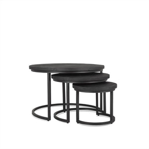 Couchtisch Rylee Schwarz Mangoholz - 3er-Set