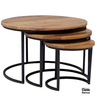 Rylee salontafel mangohout 67x67 cm - set van 3