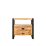 Ladekast Britt mangohout naturel zwart frame 80 cm met 2 lades en open vak dressoir - naturel en bruin - Mooier Thuis